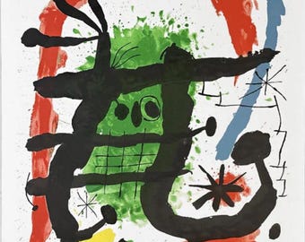 Joan Miro Vintage tentoonstellingsposter, originele galerij geproduceerde lithografie