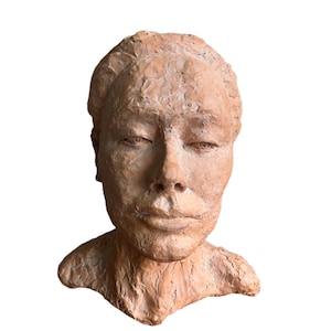 Sculpture Bust Of A Woman Unique One Of A Kind Terracotta Portrait Bust Of An Unknown Woman. Beautiful unique decorative figure.