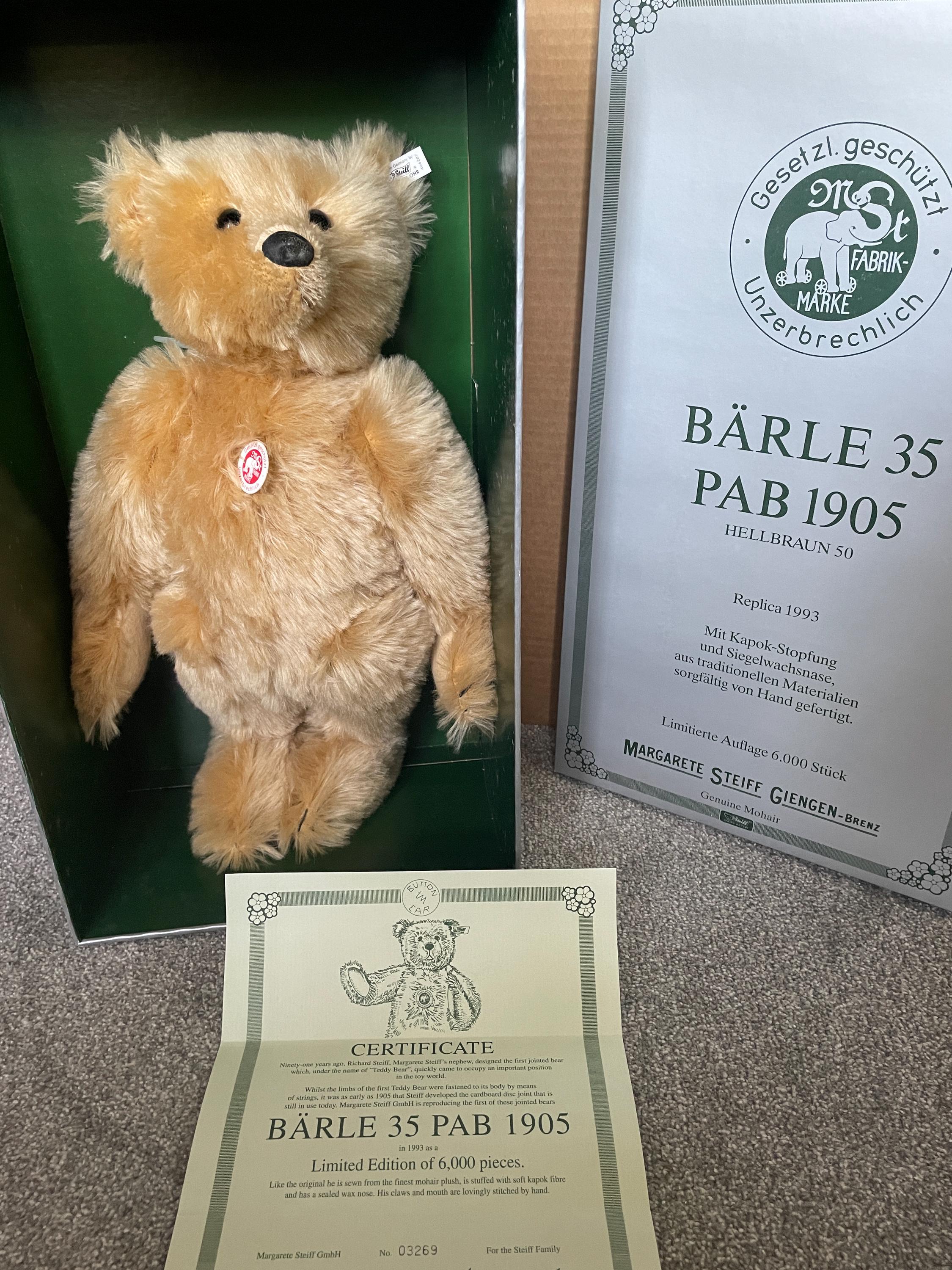 シュタイフ Steiff BARLE 35 PAB 1905 45㎝（Steiff Collectors