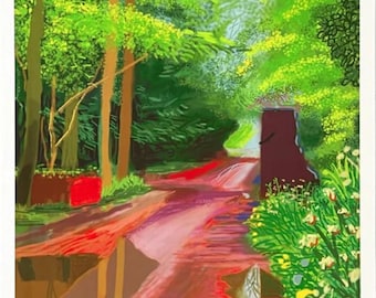 David Hockney Ankunft des Frühlings Originales Galerie Ausstellungsposter 47.5 x 66 cm