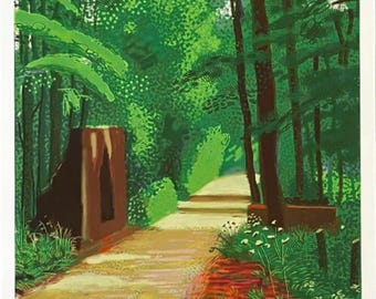 David Hockney Ankunft des Frühlings Originales Galerie Ausstellungsposter 47.5 x 66 cm