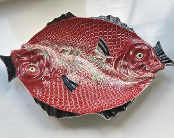 Bordallo Pinheiro Majolica Portuguese Fish platter, plate 1950s