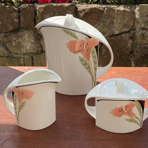 Vintage Villeroy & Boch IRIS Coffee Pot, Teapot, Creamer, Lidded Sugar bowl. Tea Set