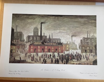 L.S. Lowry An Accident Original Vintage Großer Druck Offset Lithographie