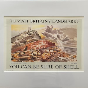 Paul Nash 1889-1946 (después) Cartel publicitario de Shell Oil, impresión litográfica offset, enmarañada y montada, lista para enmarcar.