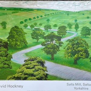 Cartel de la exposición original de la galería David Hockney con la obra Green Valley (60,7 x 49 cm)