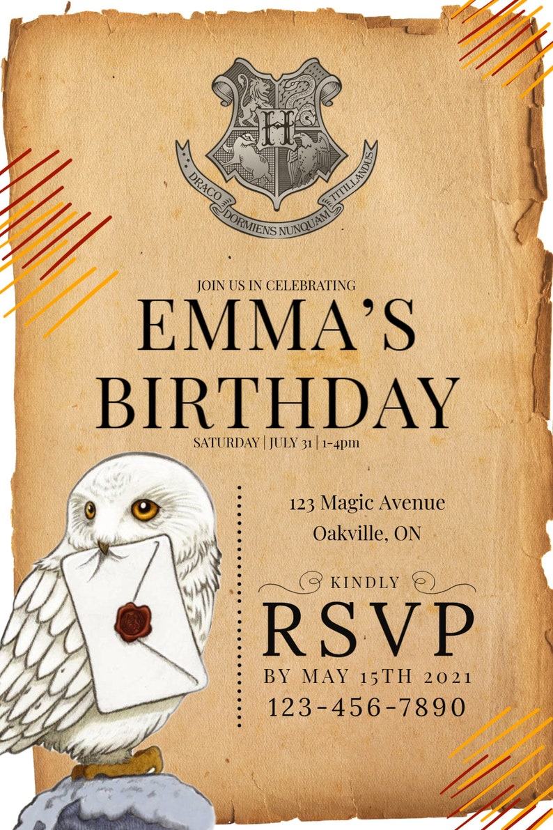 Harry Potter Invitation Hogwarts Etsy