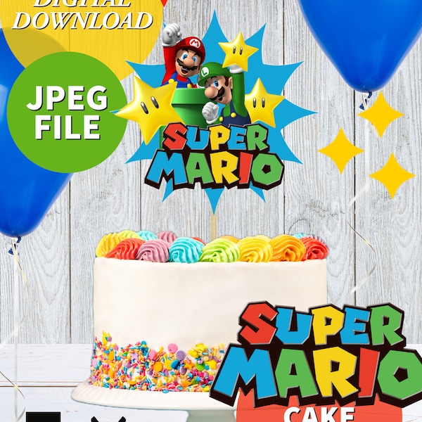 Super Mario Cake Topper - Topper numérique