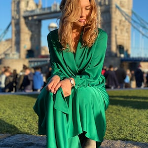 Emerald Green Wrap Maxi Dress Etsy