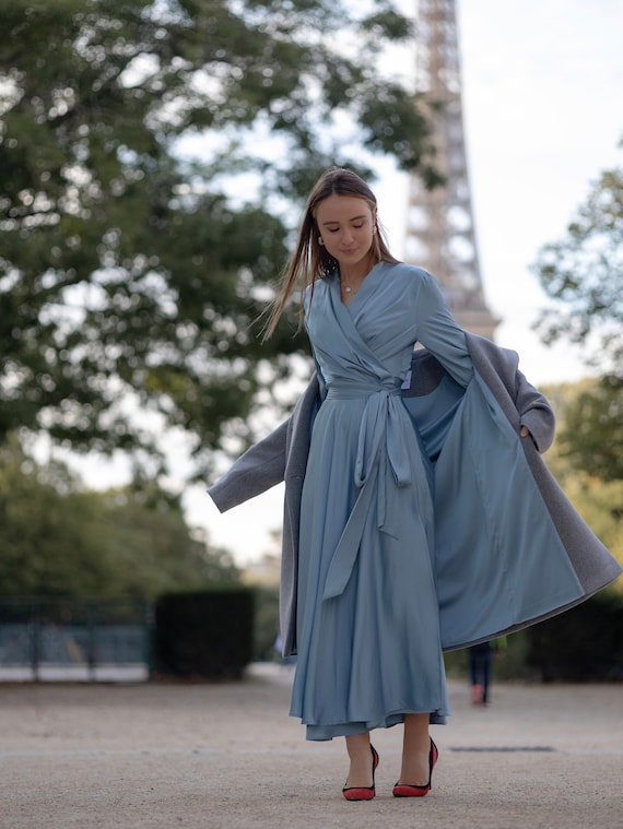 dusty blue dresses