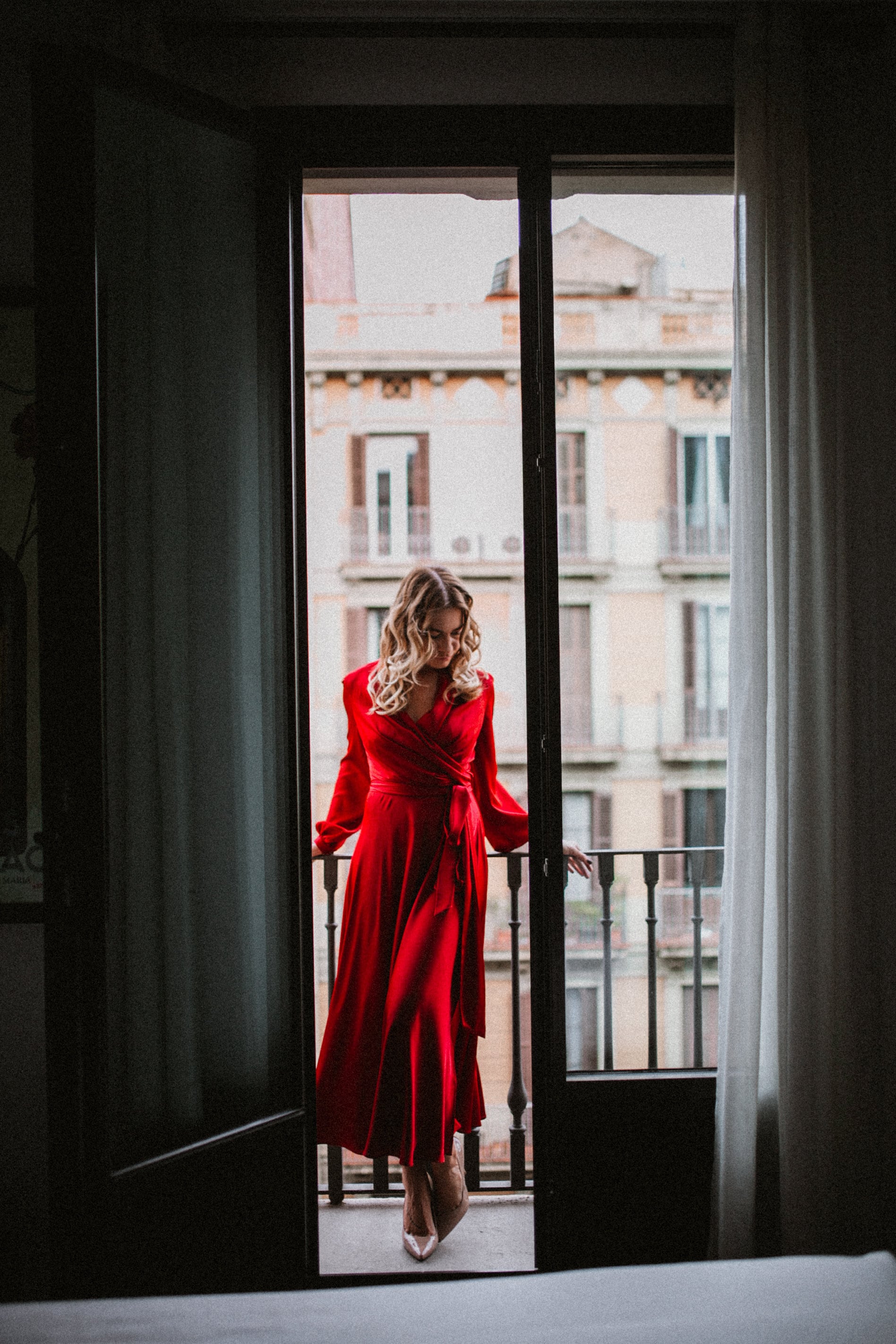 Satin red self love wrap dress 1920 silk costume long sleeve | Etsy