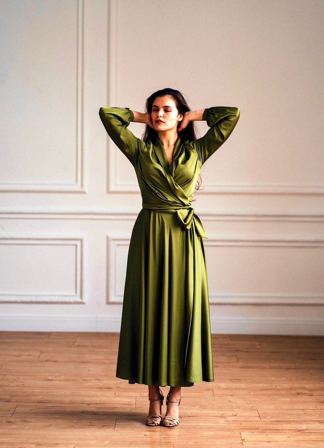 green emerald velvet dress 1970s Laura Ashley Green Velvet Pinafore Dress – Moorchild Paris Vintage main image 0