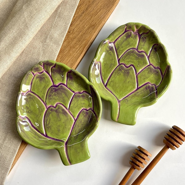 Artichoke Spoon Rest, Handmade Ceramic Kitchenware, Vegetable Kitchen Decor