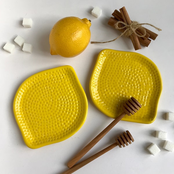 Lemon Small Plate, Handmade Ceramic Kitchenware, Yellow Kitchen Decor, Gift for Home, Foodie Gift, Kitchen Gifts Ideas for Lemon Lover