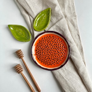 Passionfruit Spoon Rest, Handmade Ceramic Tableware, Tropical Design