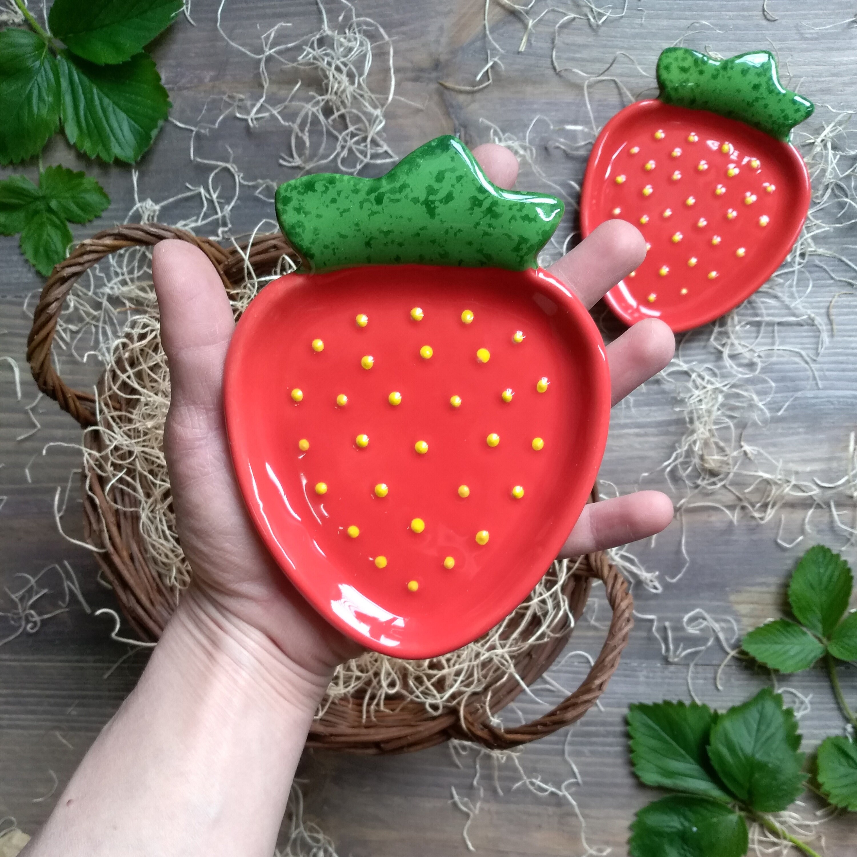 Ceramic small plate. Strawberry plates. Handmade pottery dish Etsy