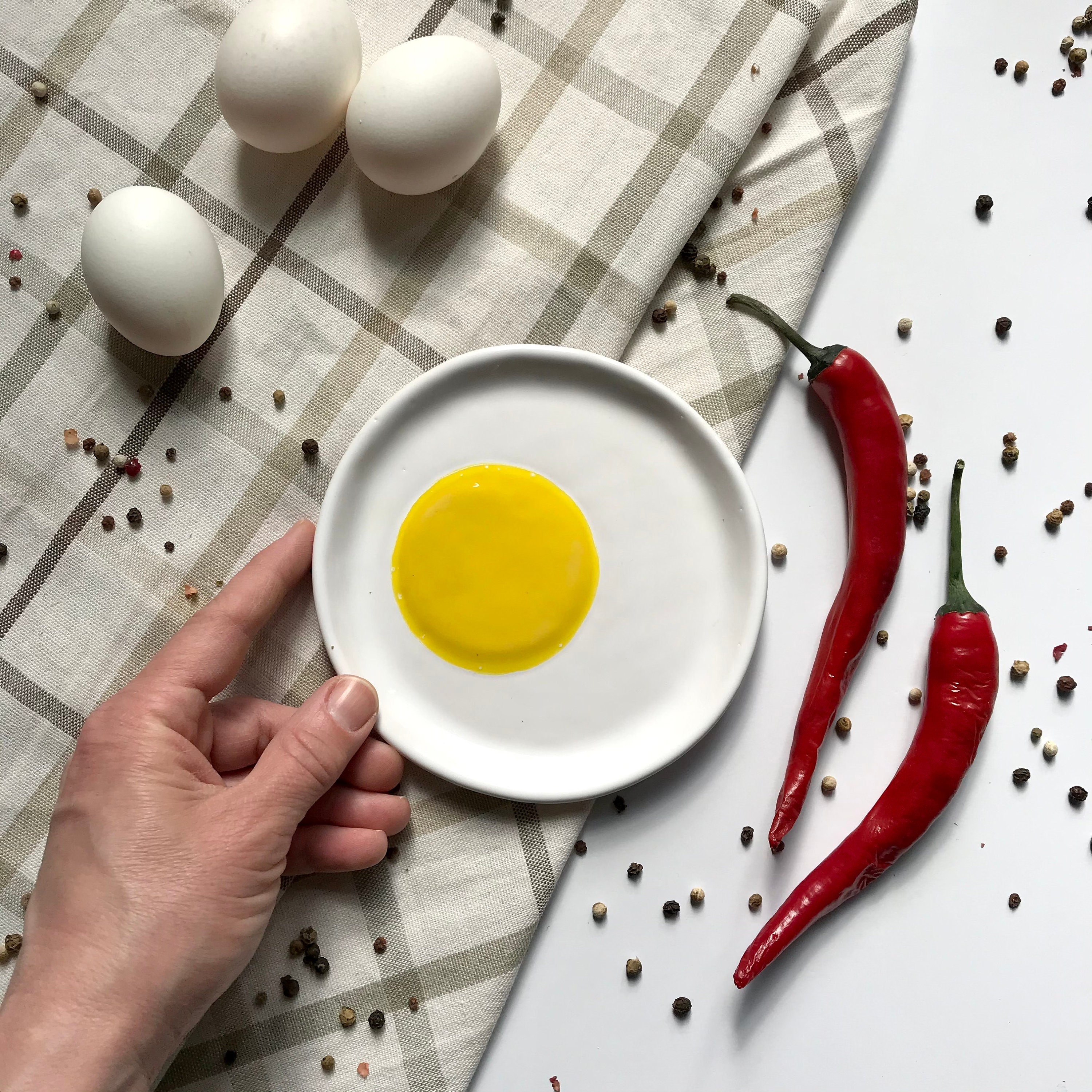 Fried Egg Ceramic Spoon Rest For Stove Top And Kitchen Counter | Large