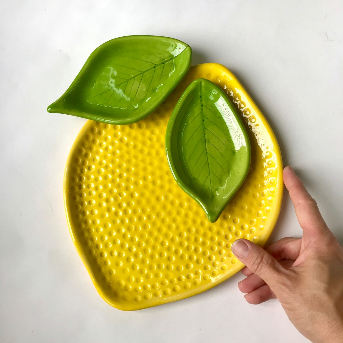 Ceramic Serving Plates Set of Lemon with Leaf Handmade Modern Etsy