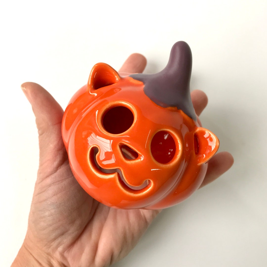 Pumpkin Cat Candle Holder Cute Cat Halloween Home Decor Etsy