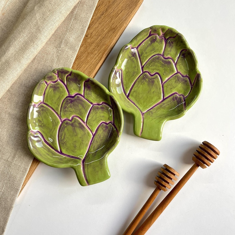 Artichoke Spoon Rest, Handmade Ceramic Kitchenware, Vegetable Kitchen Decor