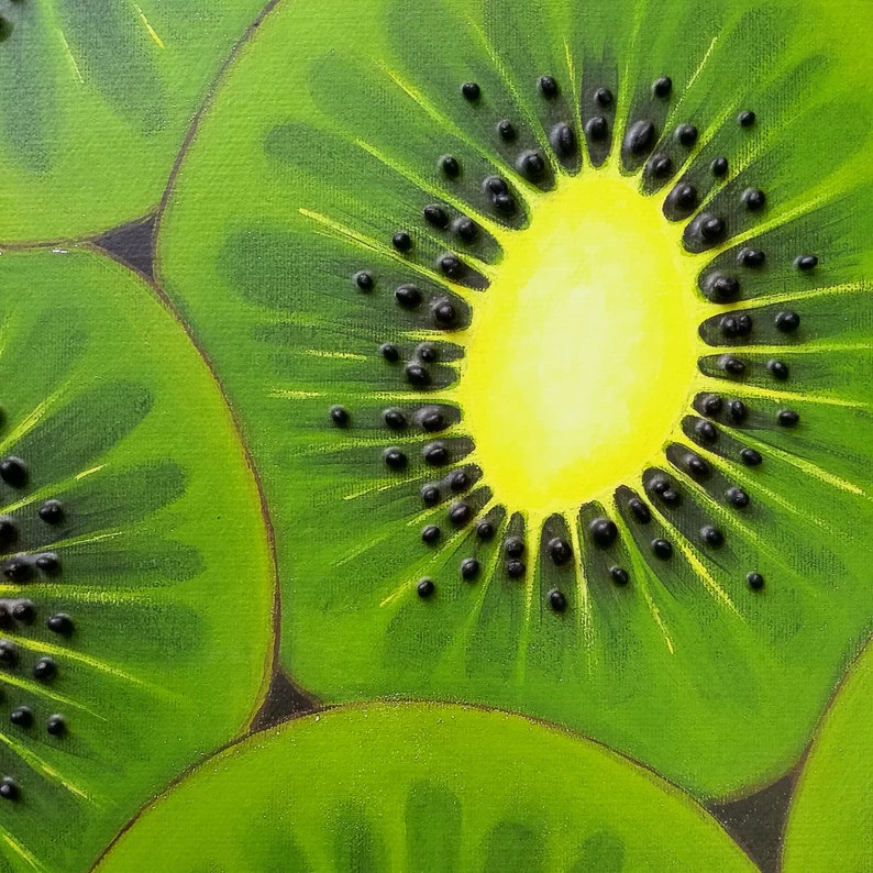 Kiwi acrylic painting print on canvas. Fine art prints. Etsy