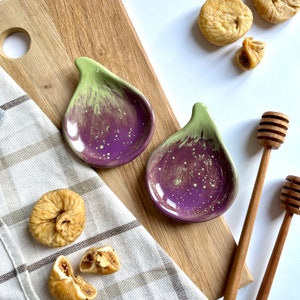 Figs Spoon Rests, Handmade Ceramic Spoon Holder, Set Kitchen Accessory, Fruit Kitchen Decor, Gift for Home, Gift for Fig Lover