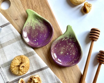 Figs Spoon Rests, Handmade Ceramic Spoon Holder, Set Kitchen Accessory, Fruit Kitchen Decor, Gift for Home, Gift for Fig Lover