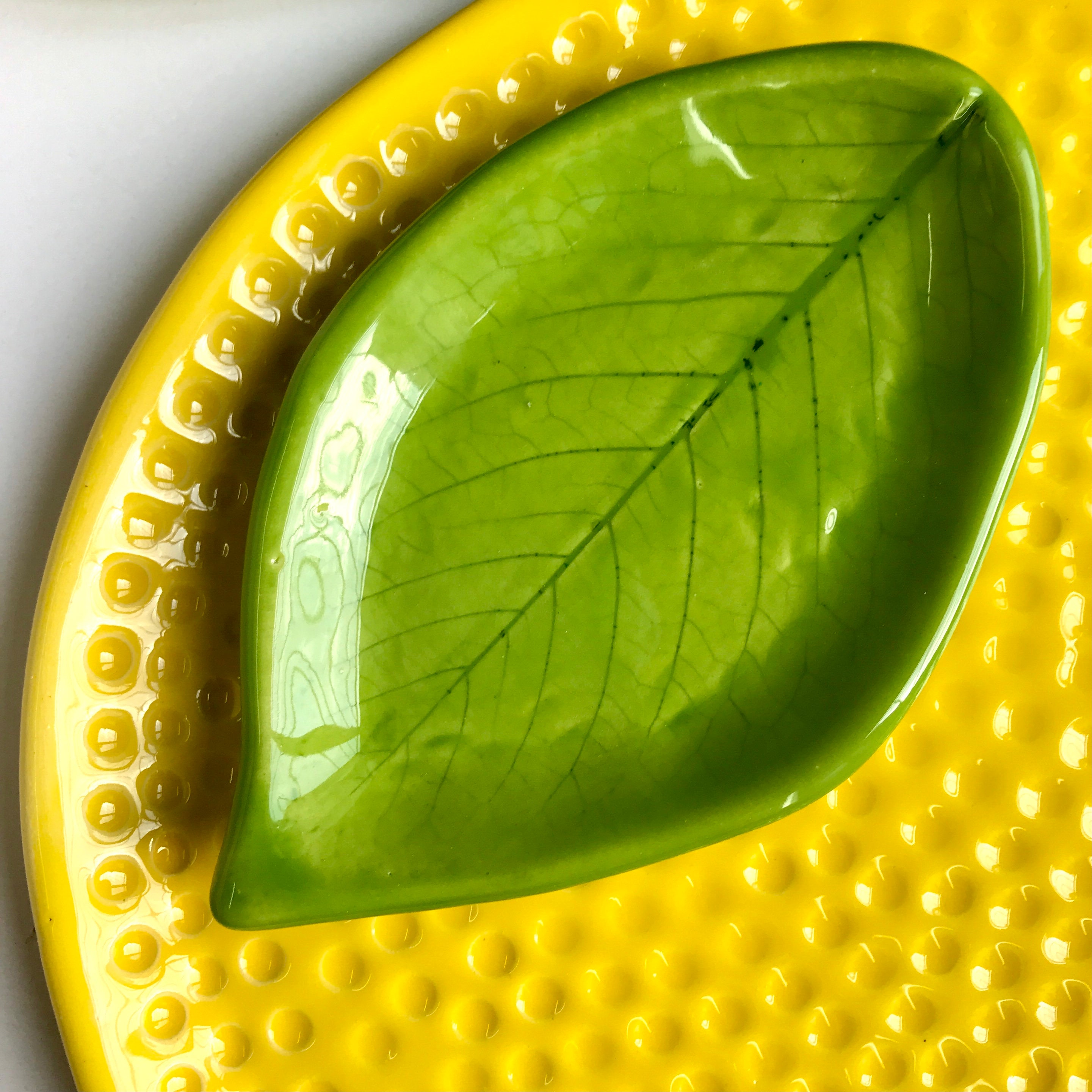 Lemon Ceramic Platter with Leaf Dish Handmade Serving Platter Etsy