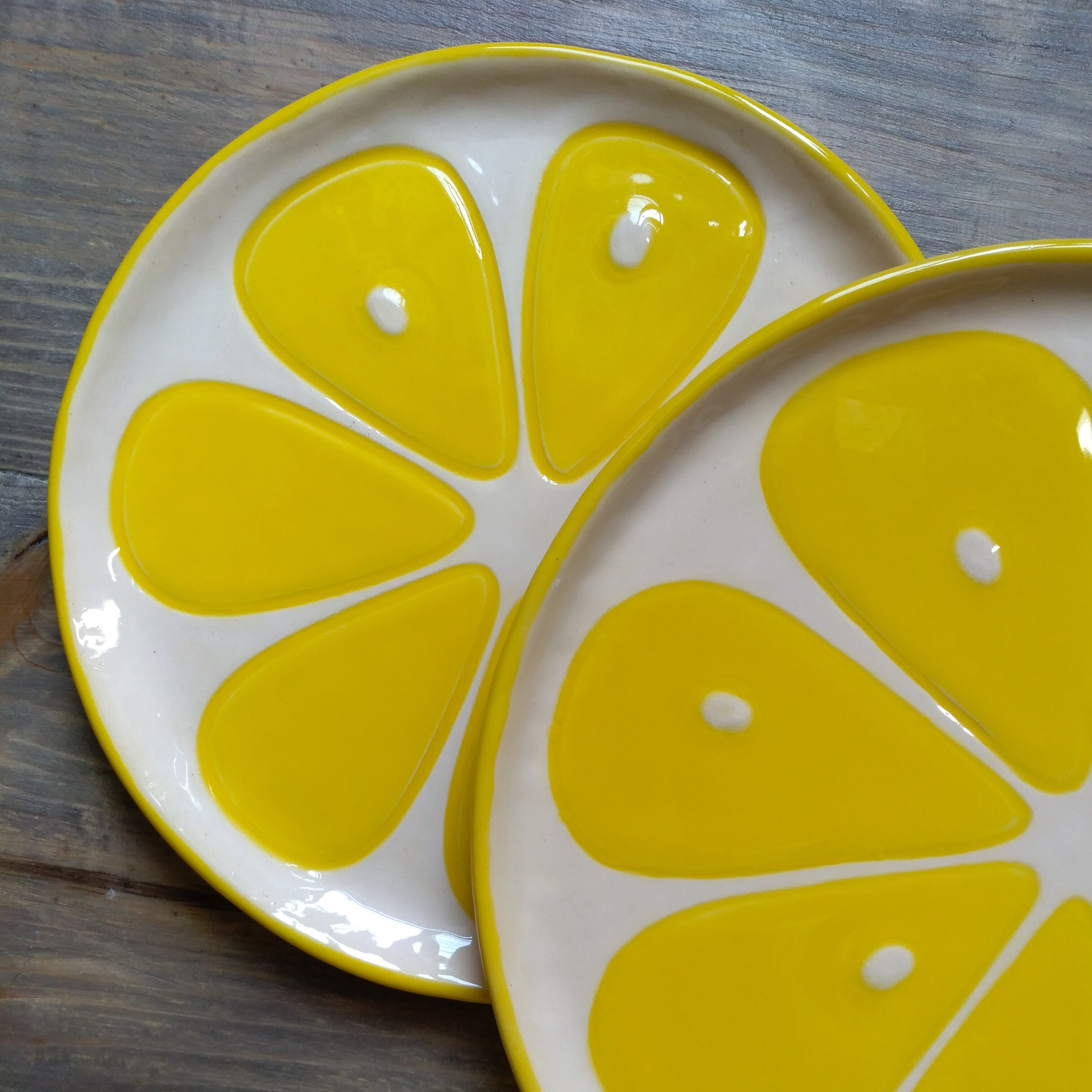 Ceramic plates Lemon. Handmade pottery dinner plates citrus Etsy
