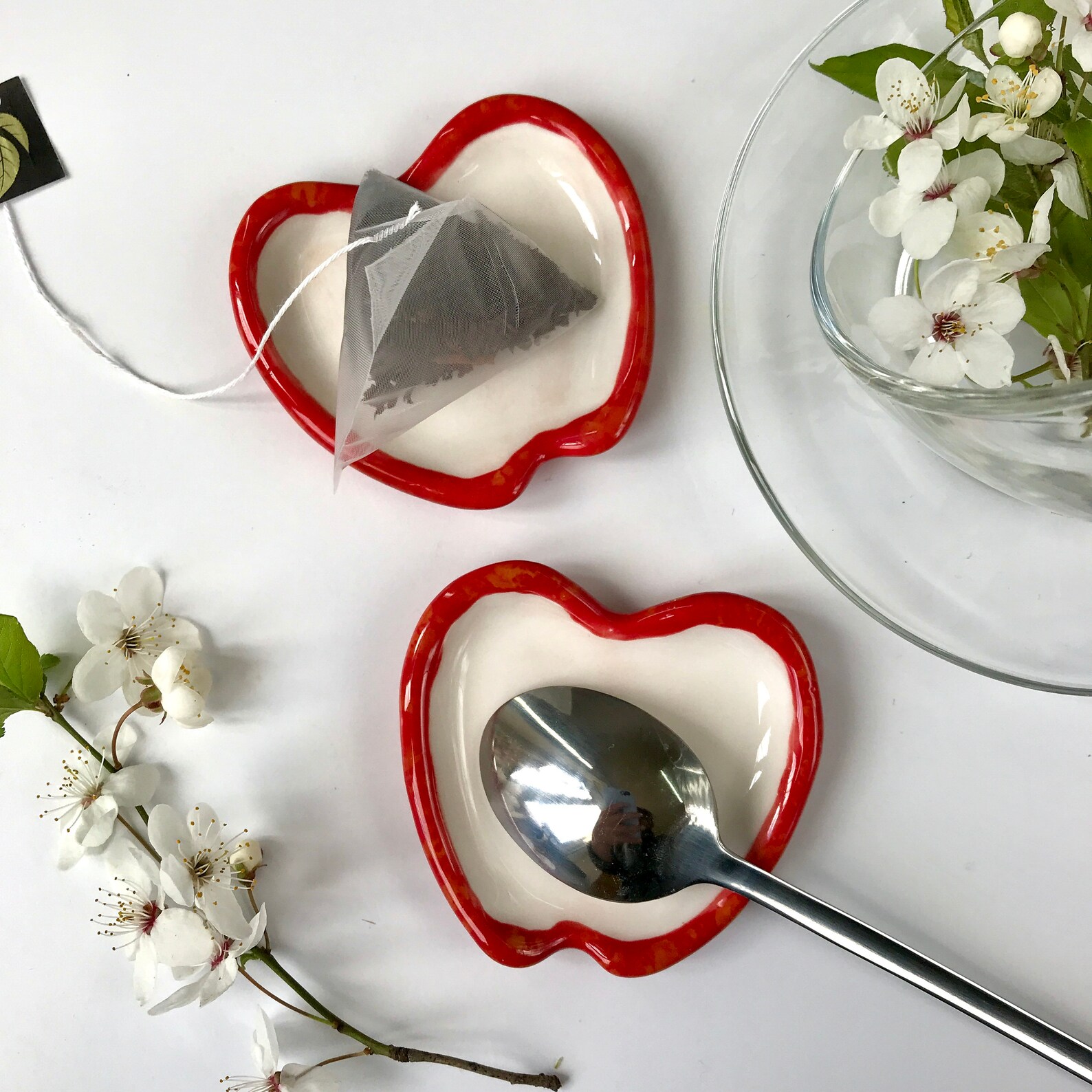 Apple Set of Ceramic Tea Spoon Holder & Tea Spoon Handmade Etsy