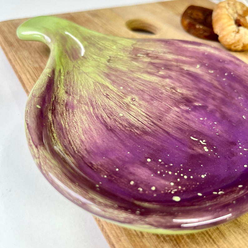 Fig Spoon Rest, Handmade Ceramic Kitchenware, Fruit Kitchen Decor, Gift for Home, Gift for Fig Lover image 5