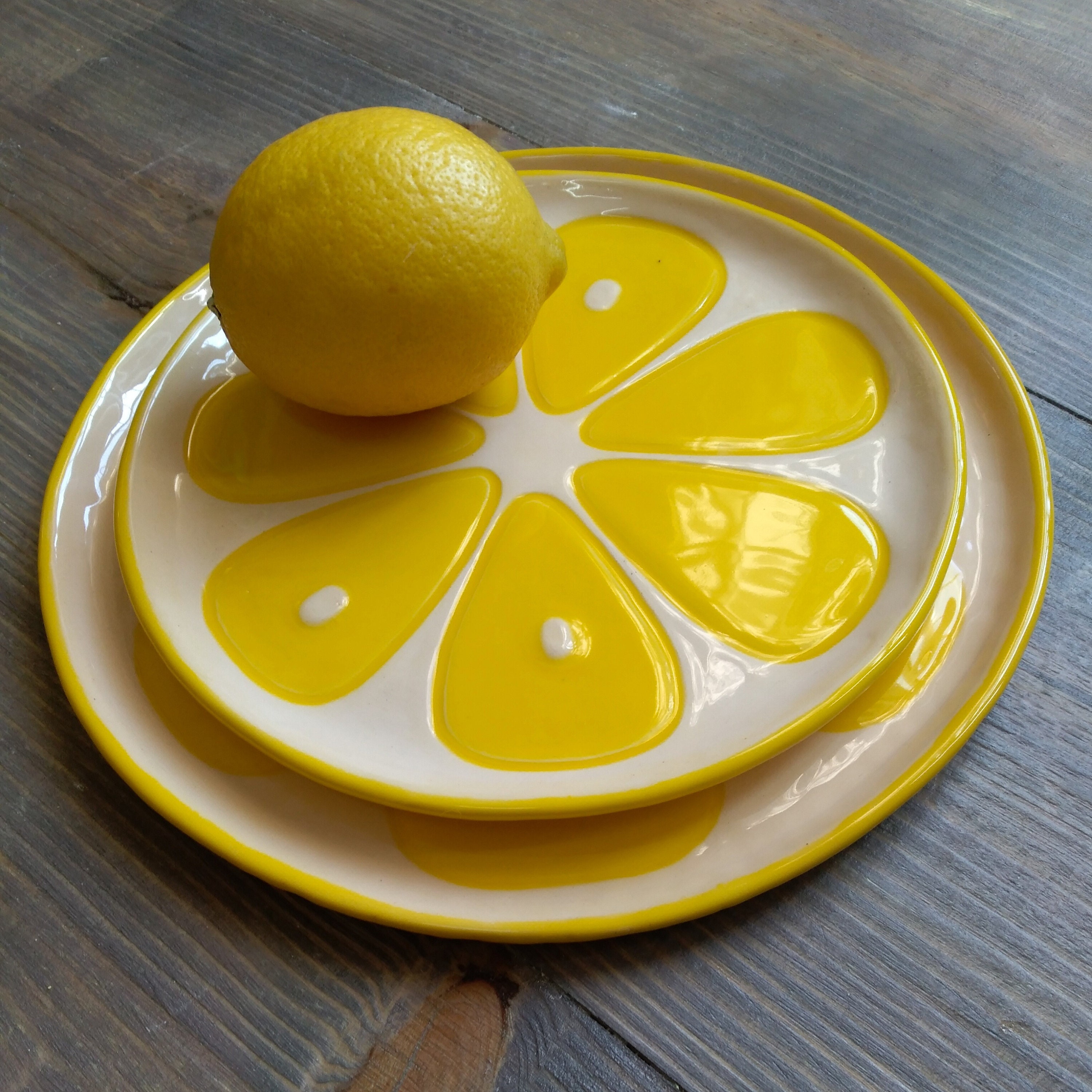Ceramic plates Lemon. Handmade pottery dinner plates citrus Etsy