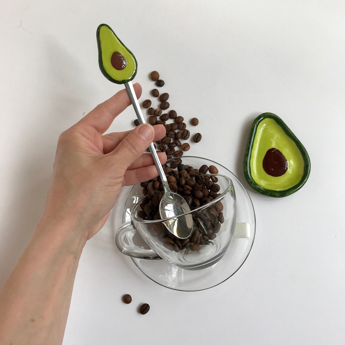 Avocado Set of Small Spoon & Small Spoon Rest Green Kitchen Etsy