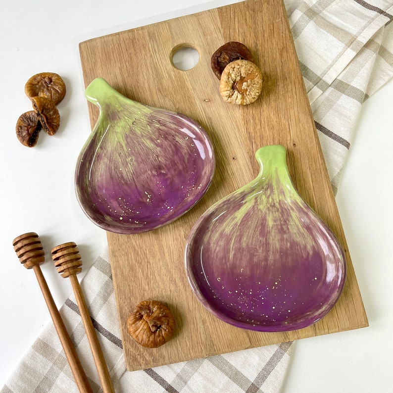 Fig Spoon Rest, Handmade Ceramic Kitchenware, Fruit Kitchen Decor, Gift for Home, Gift for Fig Lover image 1