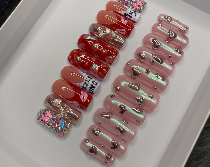 Inflated hearts ONLY Valentine’s Day Nails