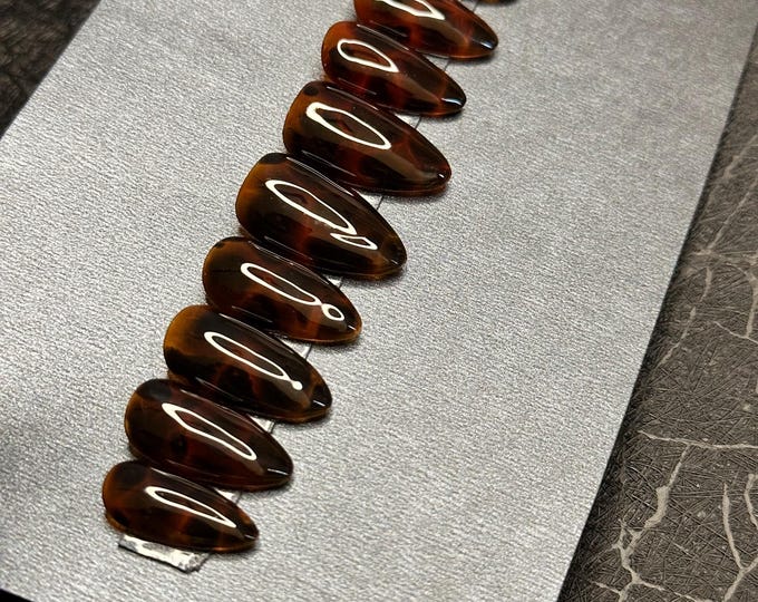 Tortoise Shell Press On Nails: Short Almond, Medium