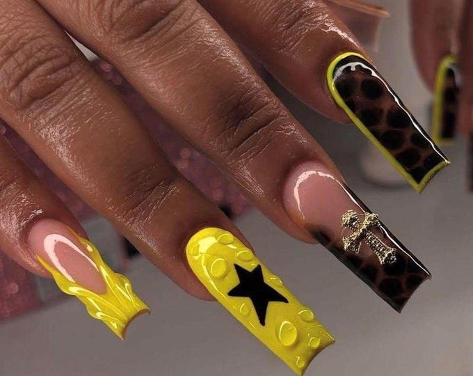 Tortoise Star press on nails