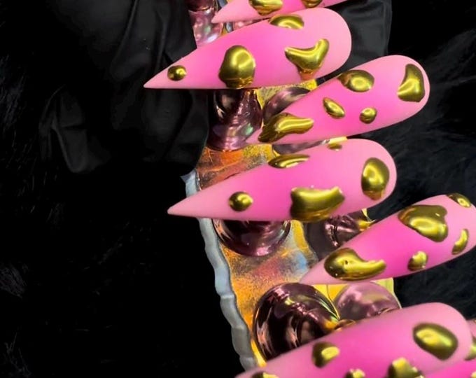 Airbrush + Chrome Press On Nails