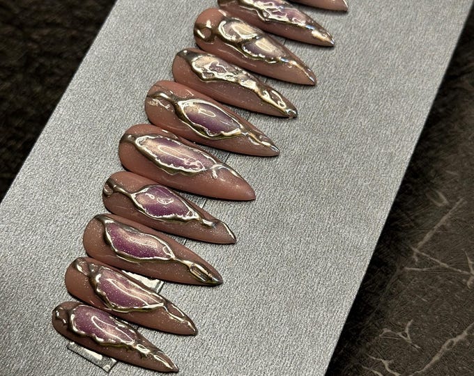 Small Cat-Eye Long Stiletto Press On Nails