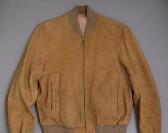 Vintage 50s Suede Leather Jacket Talon Zipper 1950s Leather Bomber Jacket