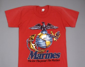Vintage 90s Marines T-Shirt Single Stitch Made in USA |Size Medium