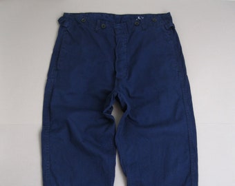 Vintage 70s Blue Work Pants 1970s Workwear