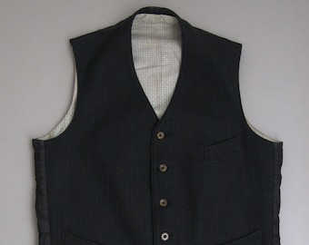 Vintage 30s French Wool Vest Buckle Back 1930s Antique Vest