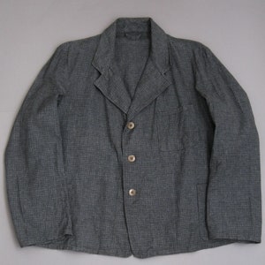 Vintage 40s Plaid Work Jacket Belted Back 1940s Workwear