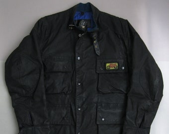 Vintage 70s Kett Motorcycle Waxed Cotton Jacket Made in England Size 38 1970s Jacket