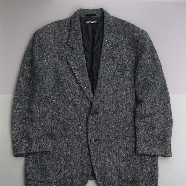 Vintage 90s Issey Miyake Gray Melange Blazer Jacket 1990s Desinger Jacket
