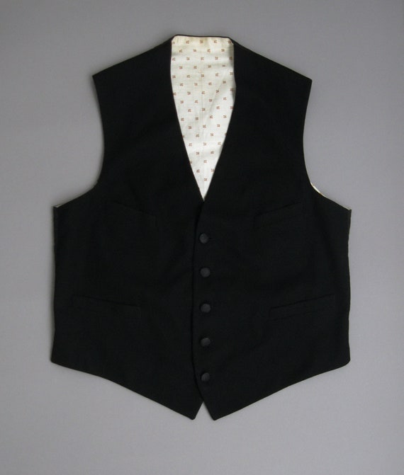 40s Classic Vest 1940s Black Waistcoat Cinch Back