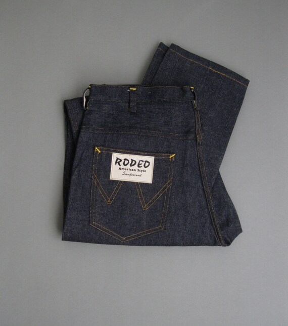 Vintage 70s Jeans Raw Denim Dark Blue Color Sanfor