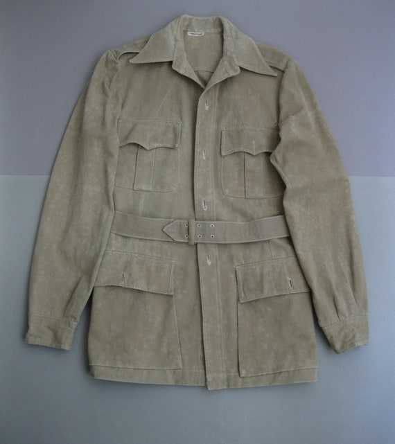 Vintage 40s British Army Khaki Drill Jacket 1940s… - image 1