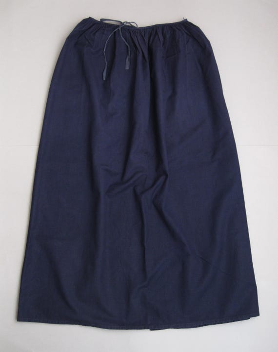 Vintage 30s French Cotton Blue Long Apron 1930s Farm Apron